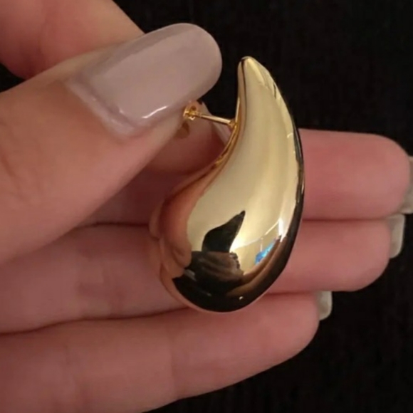 Gold Tear Drop Earrings - Picture 3 of 3